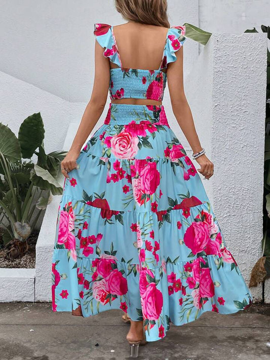 Conjunto Falda Estampado Celeste