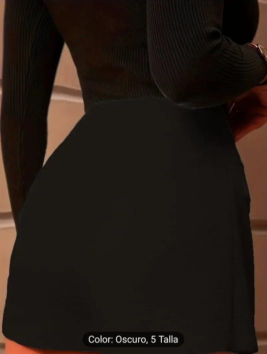 Skort Negro con Bolsas Falsas