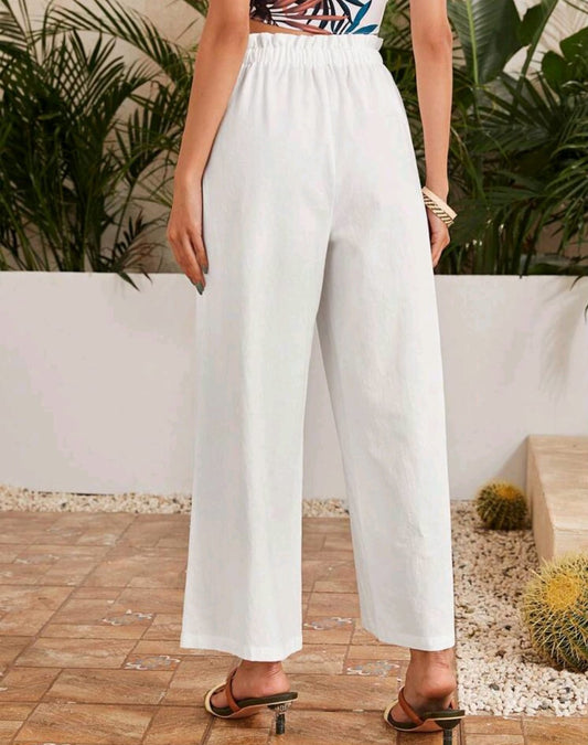 Pants pierna ancha blanco de algodón