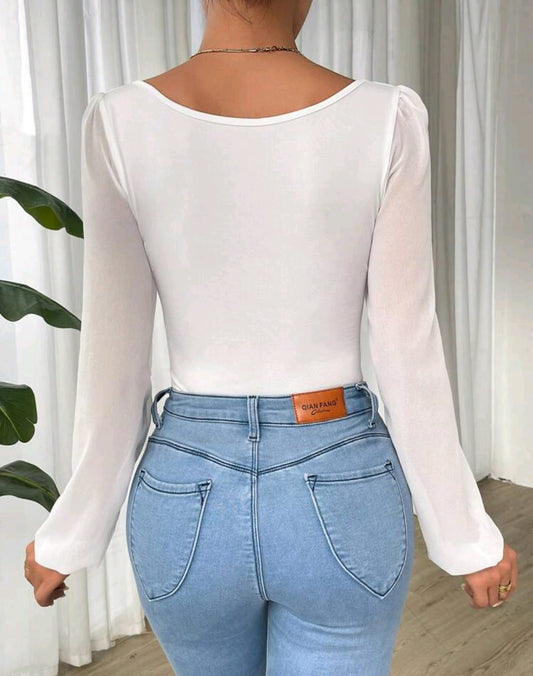 Bodysuits blanco manga larga