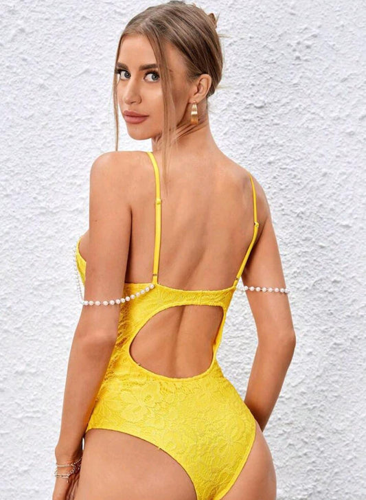 Bodysuits amarillo de tirantes