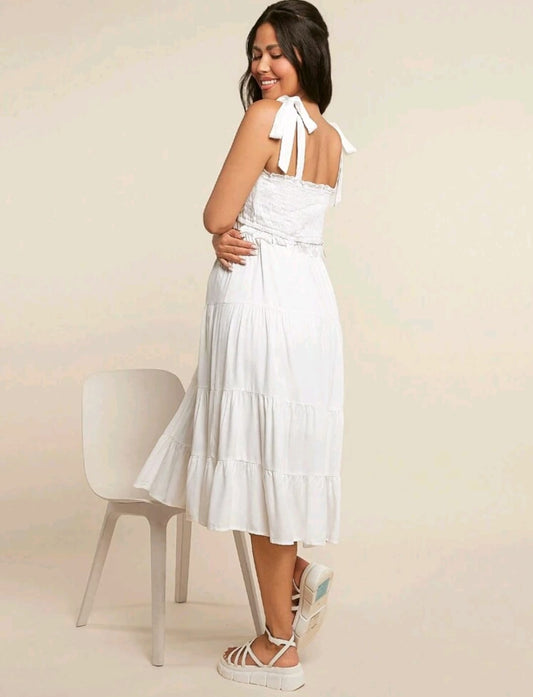 Conjunto de maternidad y lactancia blanco de tirantes