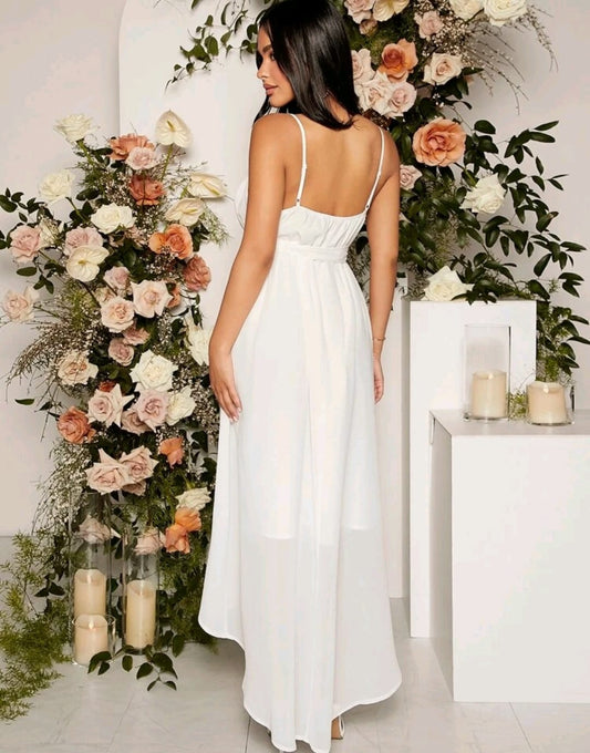 Maternidad Vestido de tirantes con cinturón Blanco
