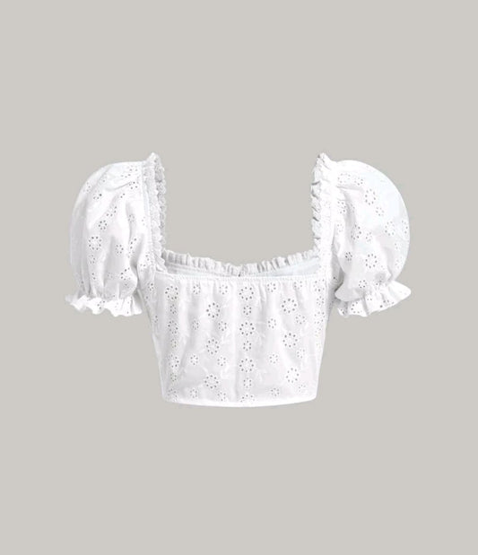 Top blanco estilo vintage con mangas