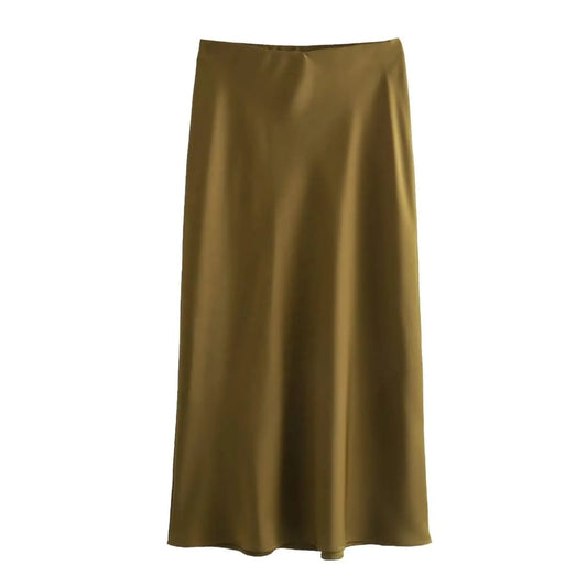 Falda maxi satinada para mujer elegante en tendencia