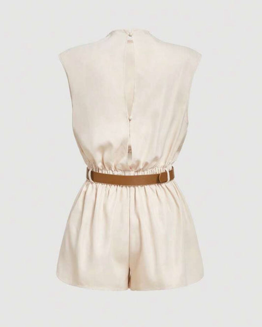 Romper de mujer color crema elegante sin mangas incluye faja