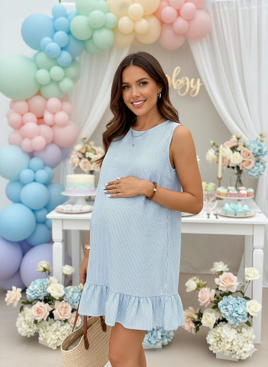 Vestido maternidad celeste corto