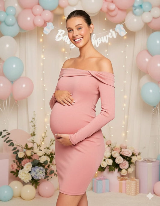 Vestido maternidad rosa corto