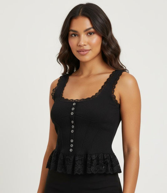Camisa de encaje negra