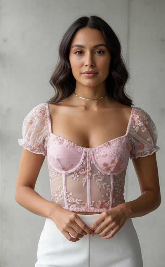 Bustier Encaje Rosa