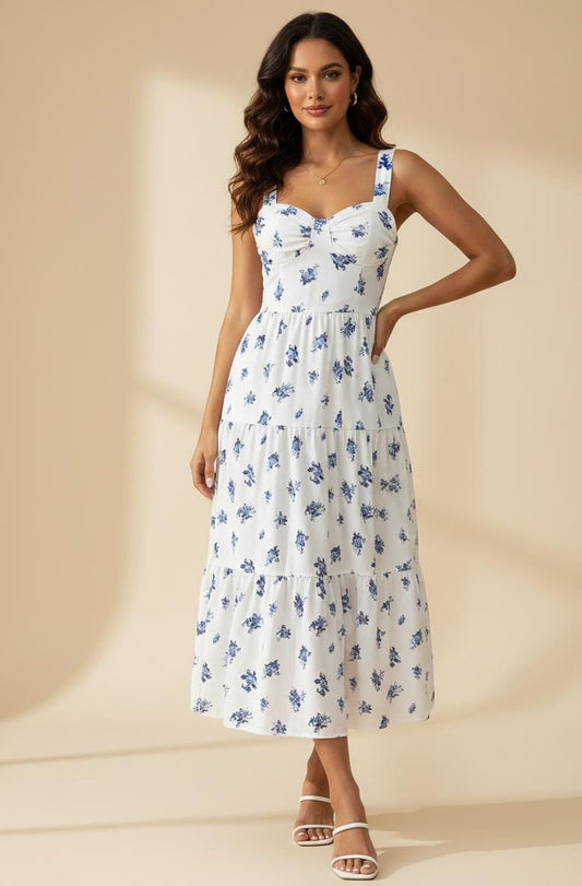 Vestido maxi blanco con flores
