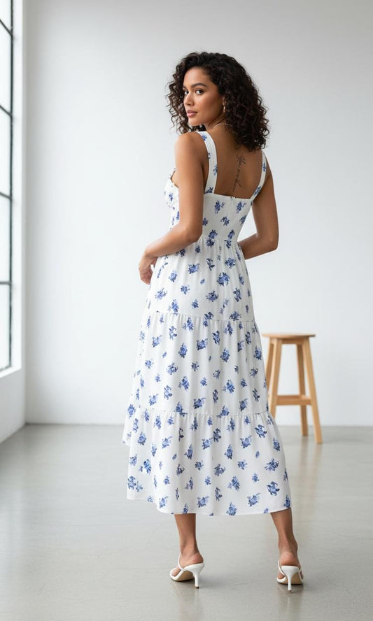 Vestido maxi blanco con flores