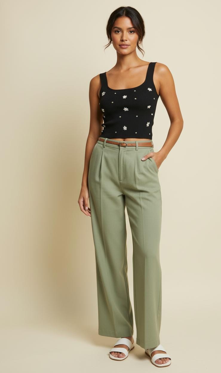 Pantalón de Lino con cinturón