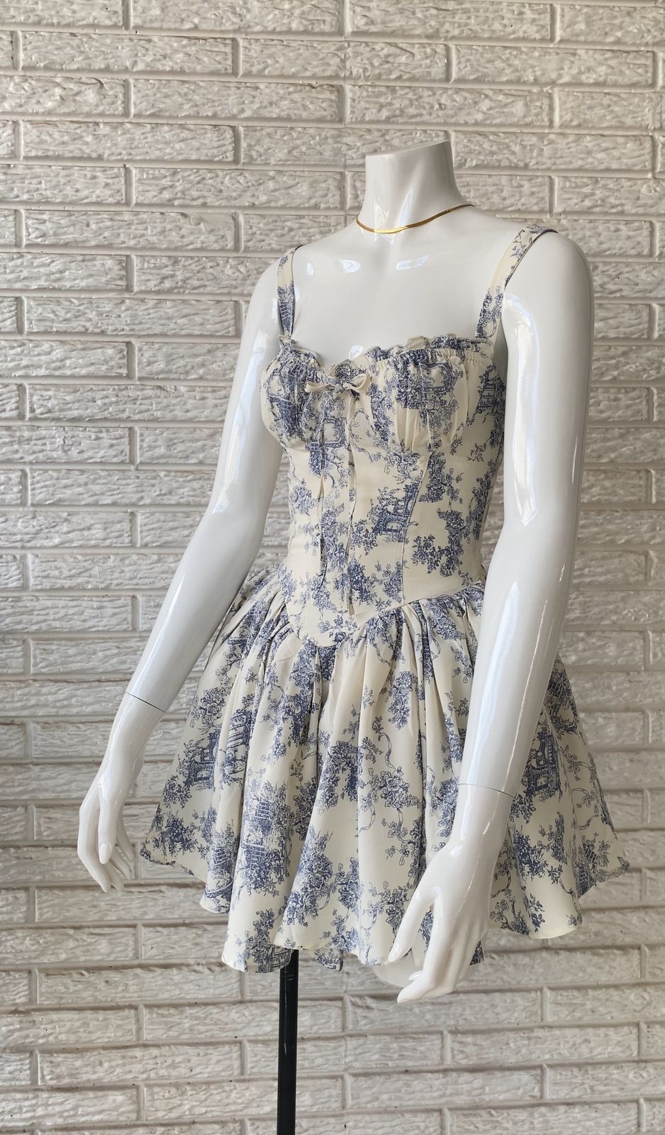 Vestido coquette estampado celeste con tutu