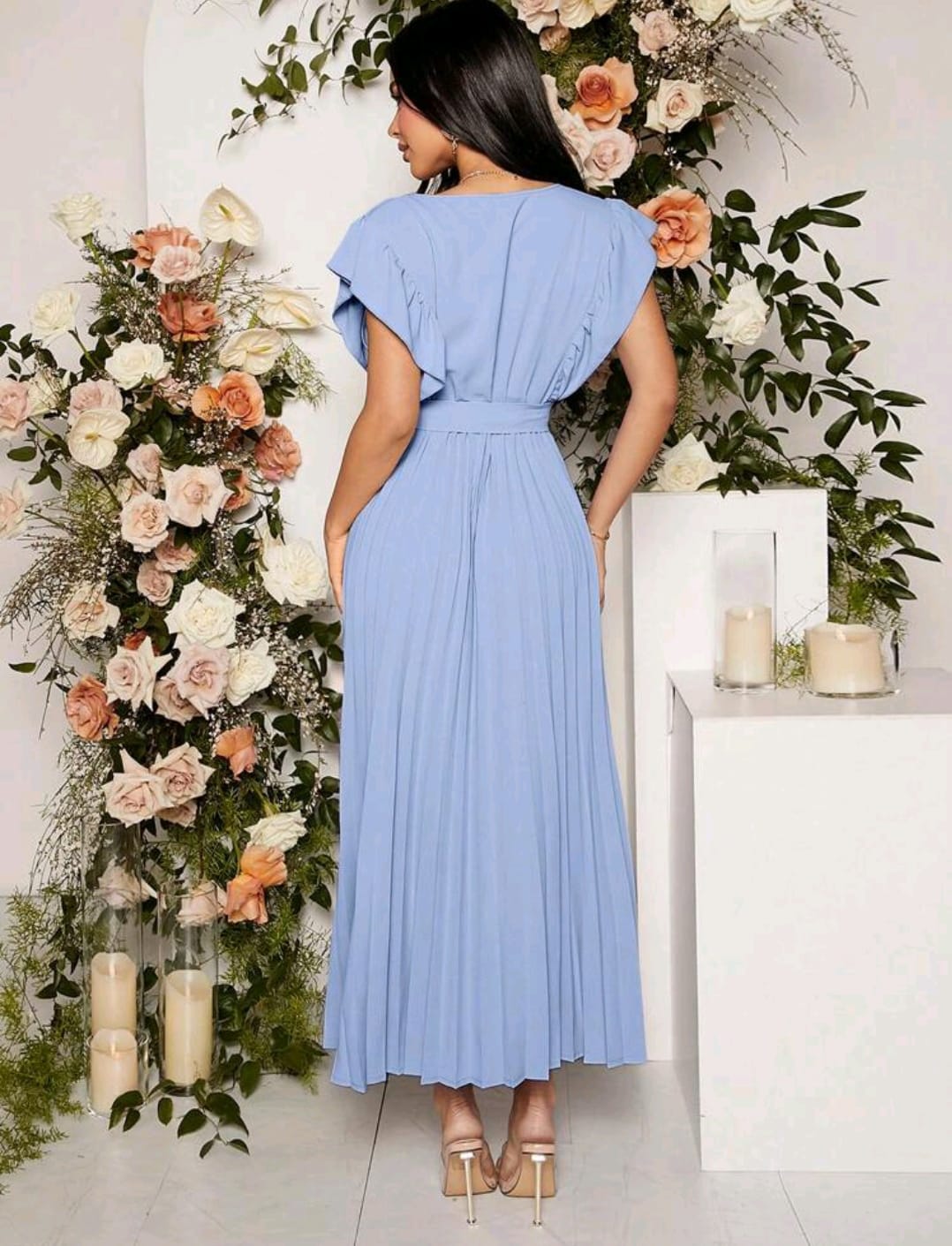 Vestido Celeste Maternidad Elegante