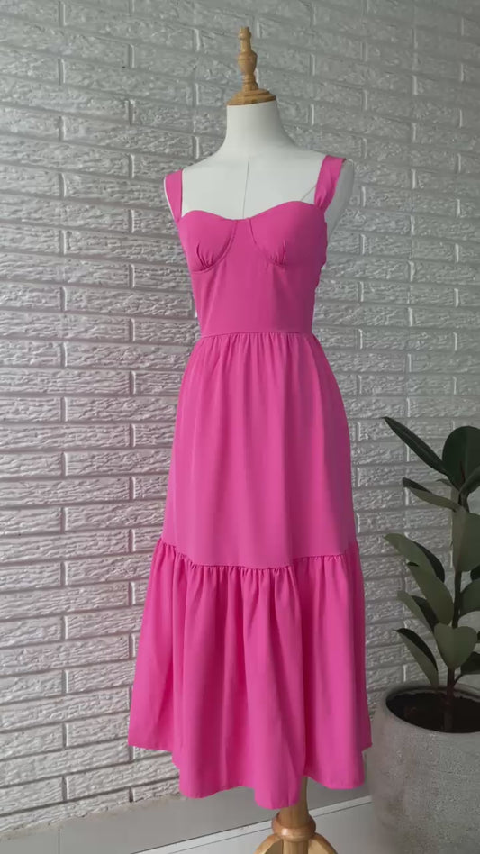 Vestido estampado con bolsillos rosado